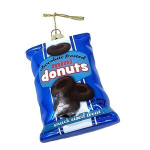 Chocolate Frosted Mini Donuts Glass Ornament - Christmas Gift